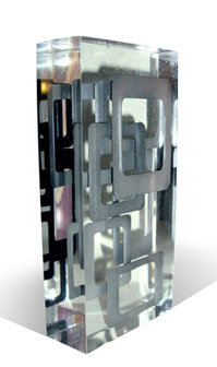 4D Acrylic Sculpture Black & Silver