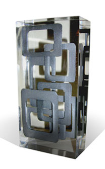 4D Acrylic Sculpture Black & Silver